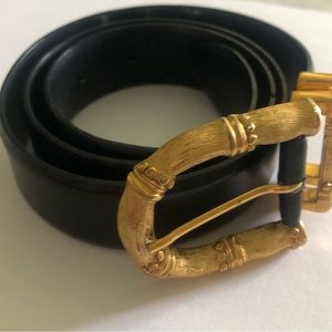 St. john black leather belt, 1 inch wide